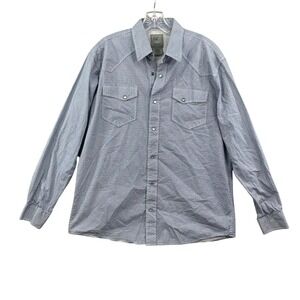 GC Blue Western Snap Shirt Mens Large Geometric Pearl Snap Vintage‎ Collection